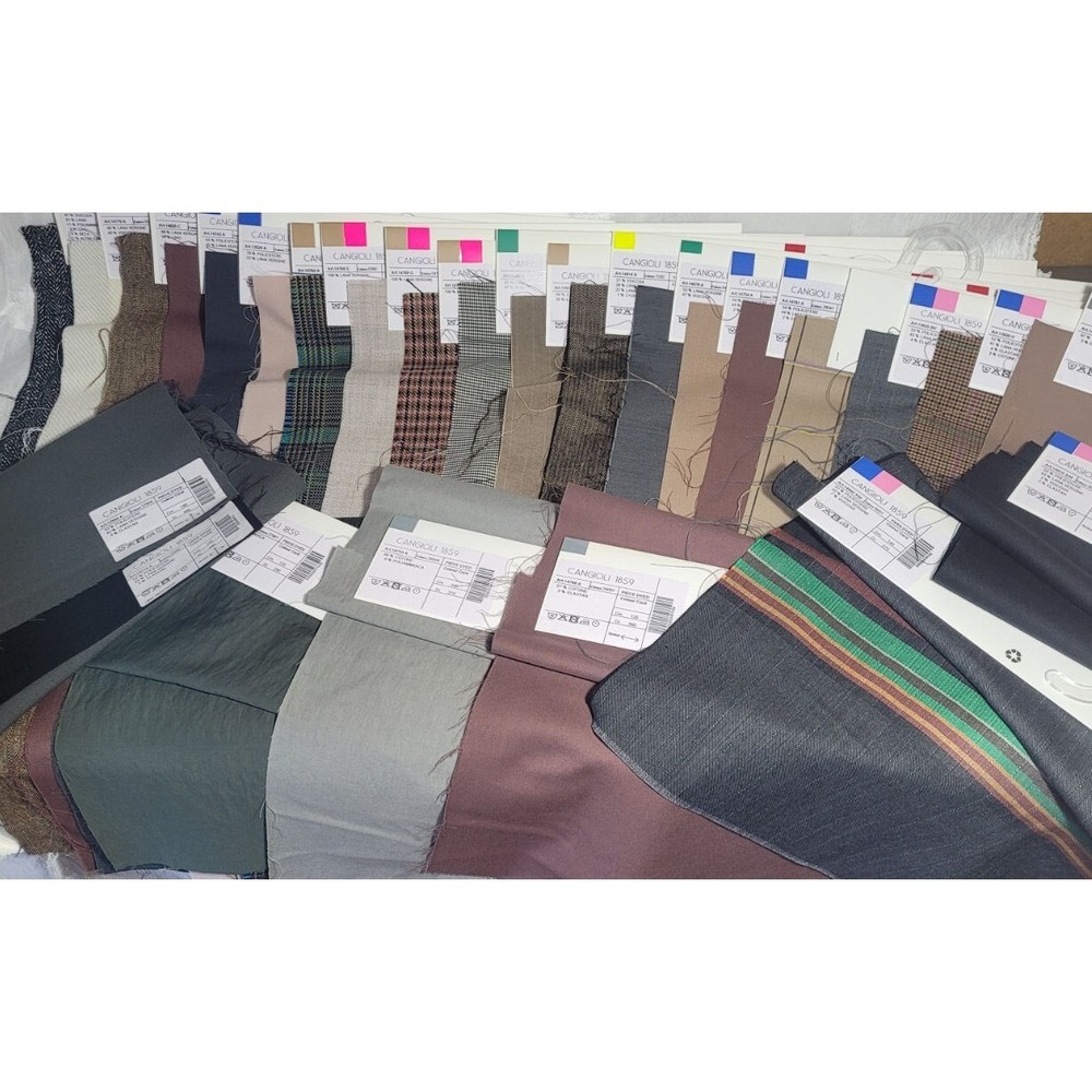 LOT Italian Cangioli Cotton & Misc. Blend Suit Fabric Samples 15" x 24"